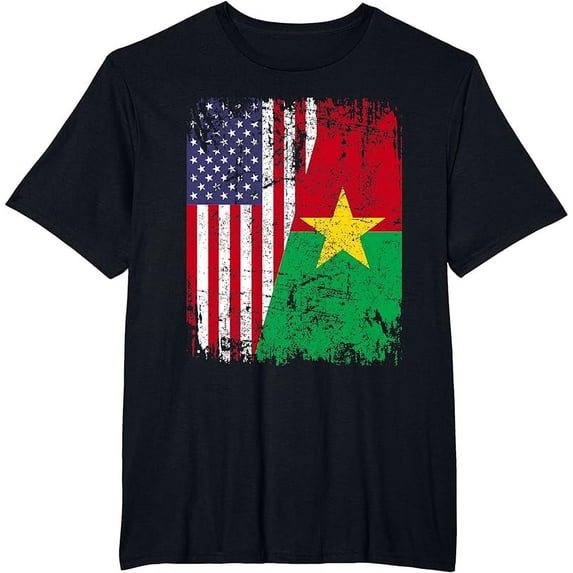 BURKINABE ROOTS | Half American Flag | BURKINA FASO T-Shirt