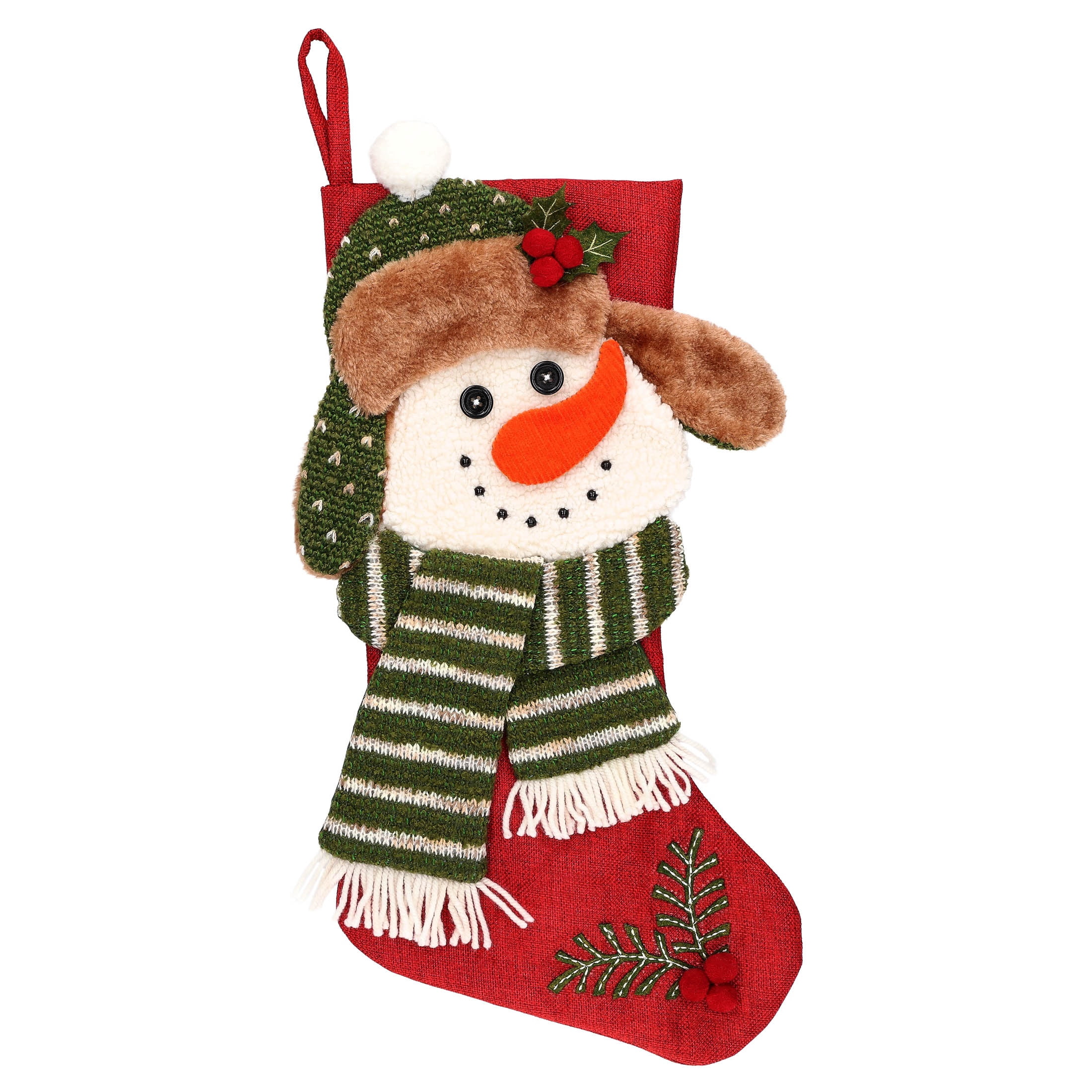 Burlap Snowman Christmas Stocking, Multicolor, 18", by Holiday Time