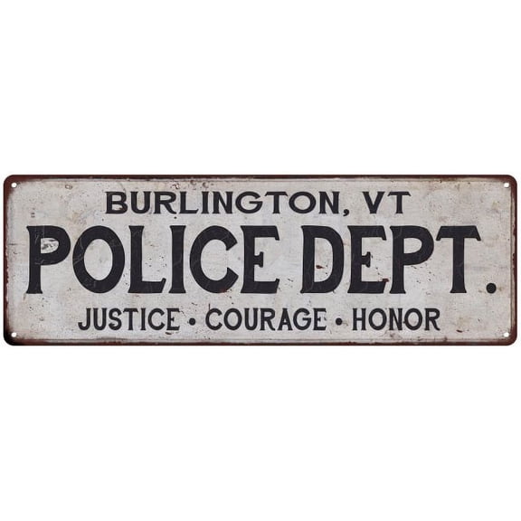 BURLINGTON, VT POLICE DEPT. Home Decor Metal Sign Gift 6x18 106180012878