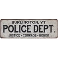 thumbnail image 1 of BURLINGTON, VT POLICE DEPT. Home Decor Metal Sign Gift 8x24 108240012878, 1 of 1