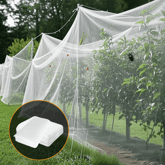 BURMONG Garden Netting 60 Mesh Ultra Fine 8x 16ft(2.5x5M), Pest Barrier Bug Bird Mesh Net, UV Resistant PE Row Cover, Reusable Plant Protection Net for Raised Beds Vegetables Fruits Flowers Trees