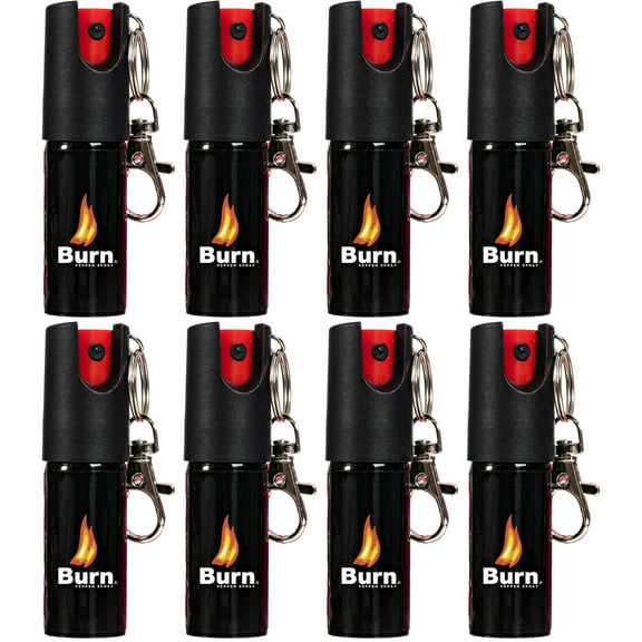 BURN Pepper Spray 1/2os Black 8 Pack