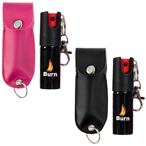BURN Pepper Spray - 1/2oz Max Strength - Black & Pink Combo