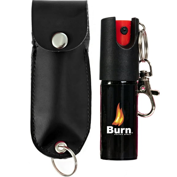 BURN Pepper Spray 1/2oz Max Strength Self Defense in Black Holster