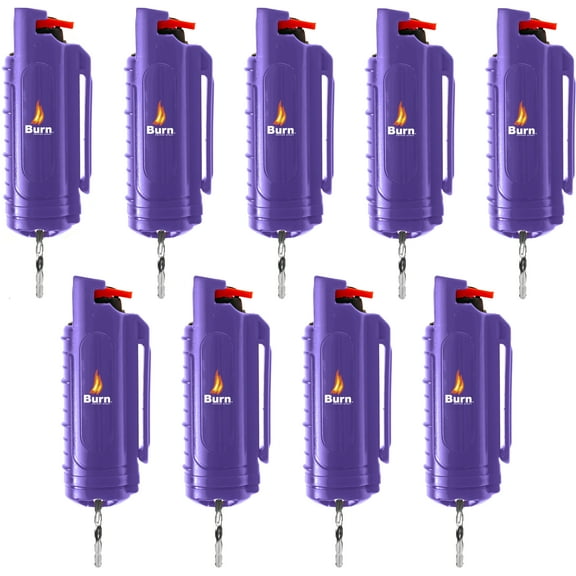 BURN Pepper Spray 1/2oz Purple 9 Pack