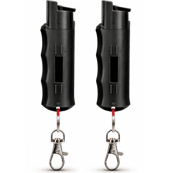 BURN Pepper Spray Keychain for Self Defense - Max Strength 1/2oz Black  2 Pack