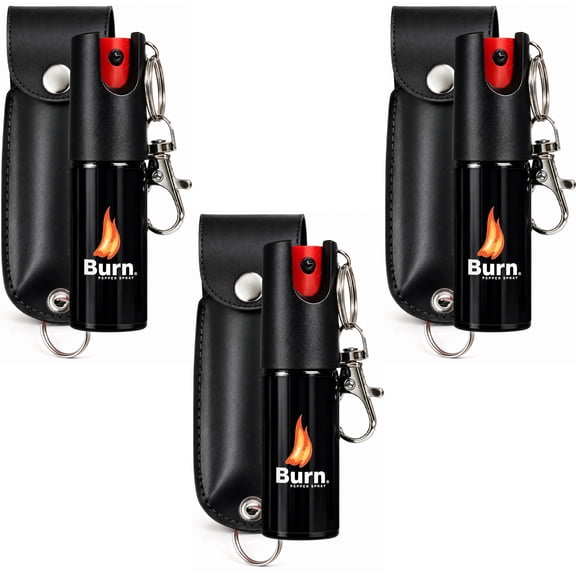 BURN Pepper Spray - Max Strength 1/2oz - Black 3 Pack