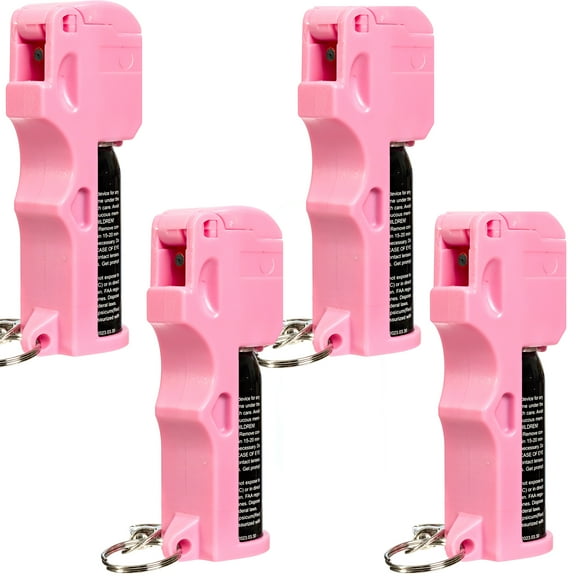 BURN Pepper Spray Self Defense - Max Strength - 1/2oz Security Flip Top Case Pink - 4 Pack