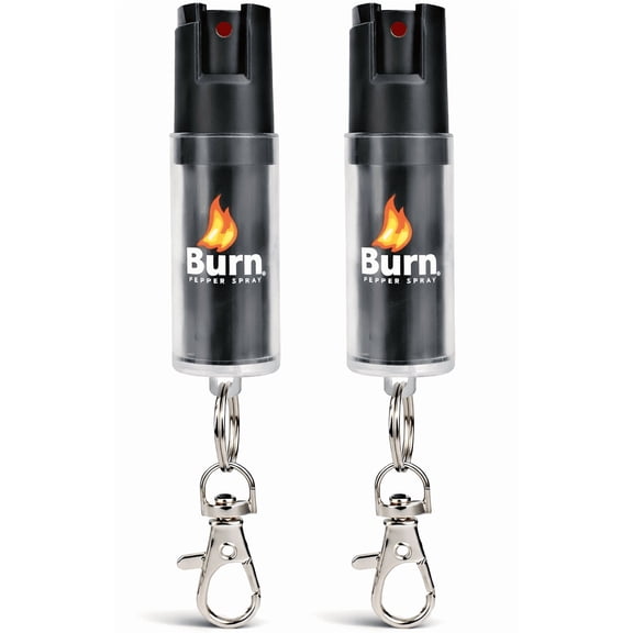 BURN Pepper Spray for Self Defense - Max Strength OC Spray - 1/2oz Flip Top - Black 2 Pack