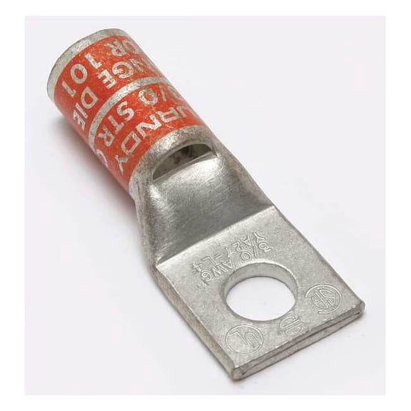 BURNDY 3/0 One-Hole Lug Compression Connector, Straight Barrel, Orange
