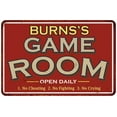 thumbnail image 1 of BURNS'S Game Room Gift Sign Vintage Look Metal Wall 12x18 112180001053, 1 of 1