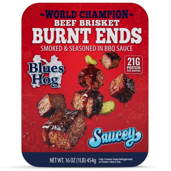 Blues Hog BBQ Beef Brisket Burnt Ends, Fully Cooked, Smoked & Seasoned, 16 oz.