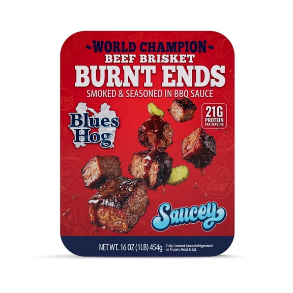 Blues Hog BBQ Beef Brisket Burnt Ends, Fully Cooked, Smoked & Seasoned, 16 oz.