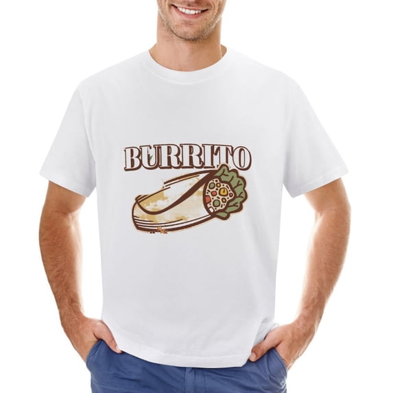 BURRITO Men’s Graphic T-shirt Vintage Short Sleeve Sport Tee White L