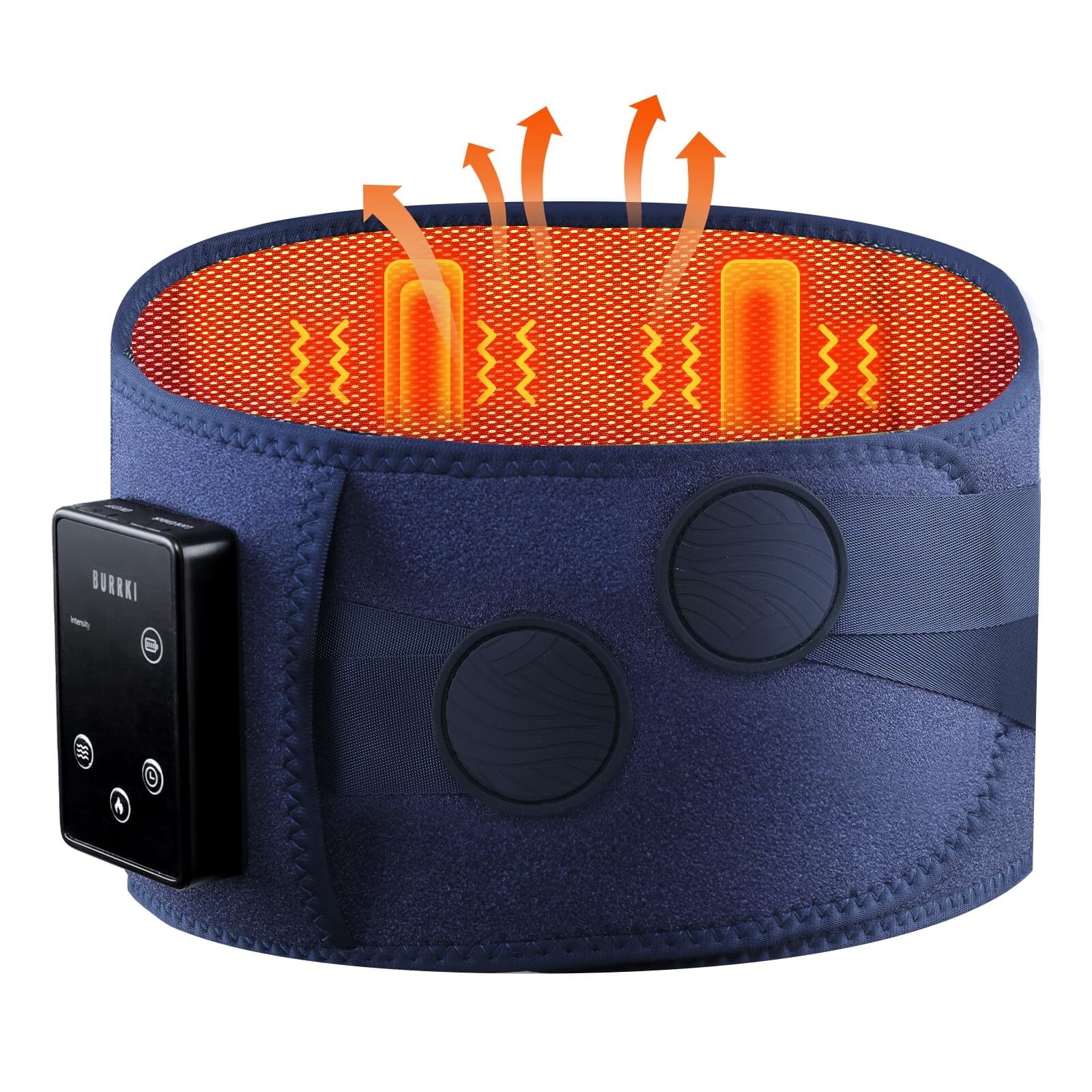 BURRKI Cordless Heating Pad for Back Pain Relief, 47-60" Lower Back Massager with 3 Heat & 3 Timer & 5 Vibration, Heated Back Lumbar Support Belt for Cramps, Gift for Men & Women