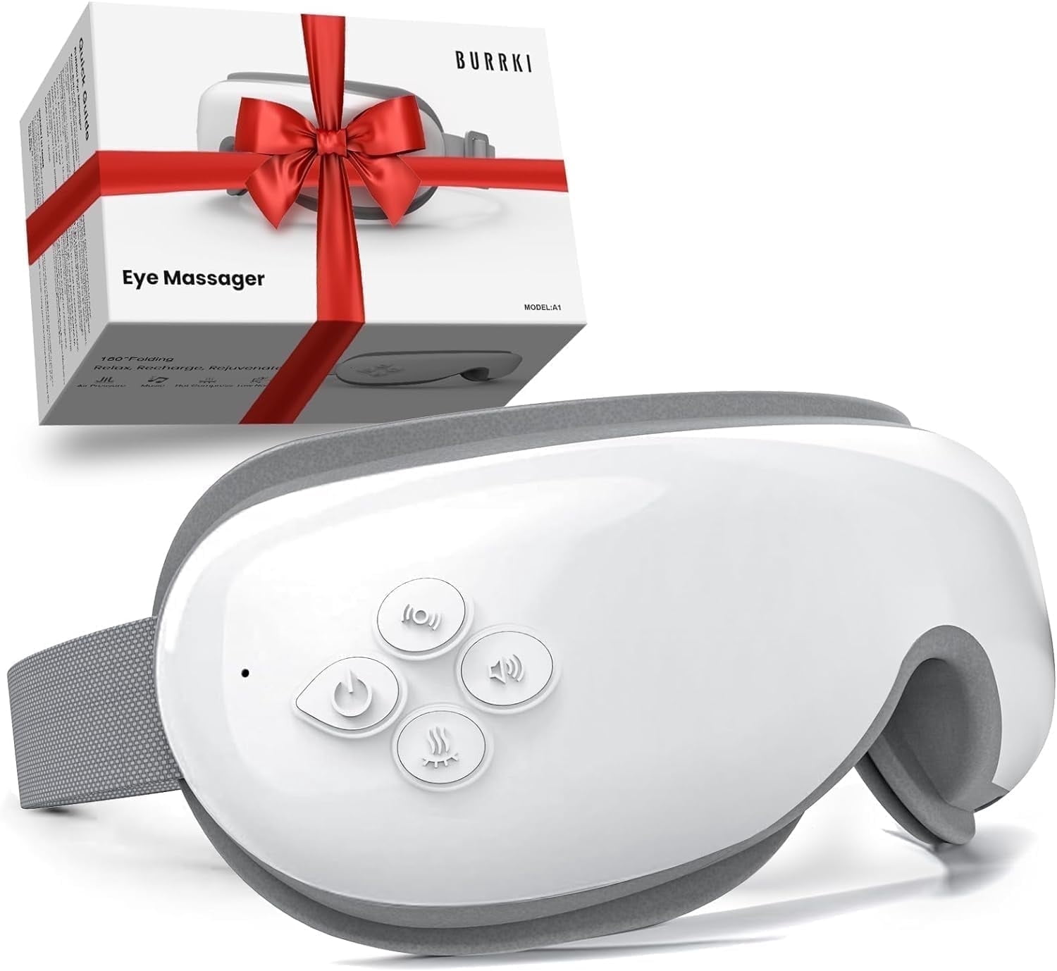 BURRKI Eye Massager with Heat, 5 Massage Modes, Bluetooth Music ...