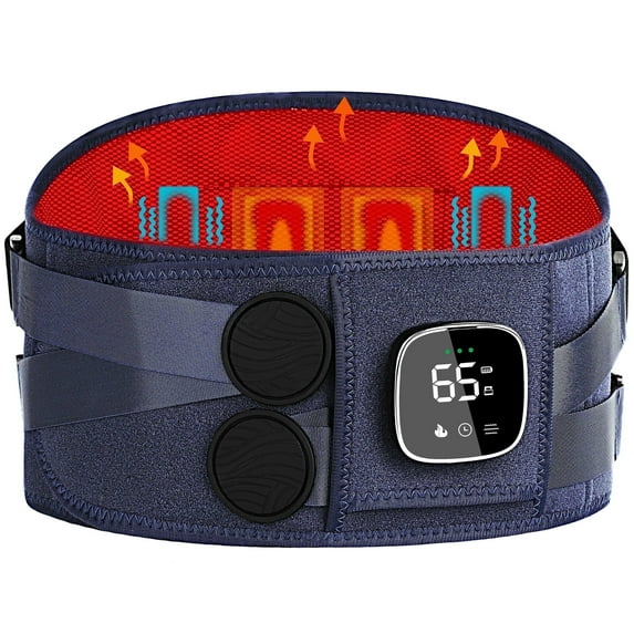 BURRKI 47-60" Lower Back Massager with 3 heat and 5 vibration, Cordless Heating Pad for Back, Heated Lumbar Support Brace Belt, Gifts for Men Women