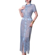 burryco a line dress 100% Linen Pinstripe Paneled Short-Sleeved Dress MORGAN – LINTICO main image 1