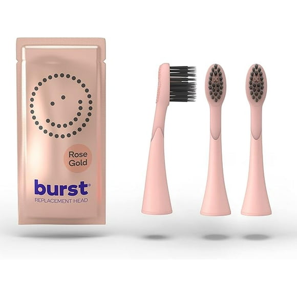 BURST Toothbrush Heads - Genuine BURST Electric Toothbrush Replacement Heads for BURST Sonic Toothbrush Ultra Soft Bristles for Deep Clean, Stain & Plaque Removal - 3-Pack, Rose Gold