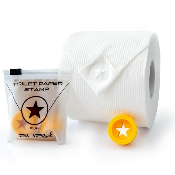 BURU SOLUTIONS Toilet Paper Stamp Fun (Star) - Add a Unique Personal Touch to Your Bathroom Decor! Enhance Your Home Decor. Ideal for Housekeeping, Hotels, Rentals, Home Staging Decor and More..