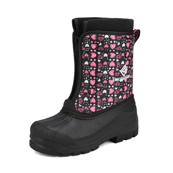 Dream Pairs Boys Girls Kids Warm Waterproof Snow Boots Winter Outdoor Snow Boots KSTAR BLACK/PINK Size 10