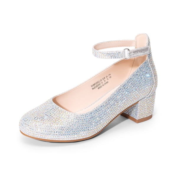 BURUDANI Girls' Chunky High Heel Ankle Strap Dress Pumps for Party, Wedding, and Princess Outfits – Little & Big Kids