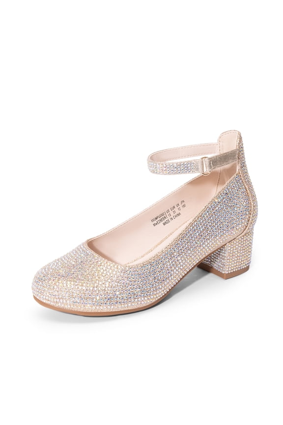 Girls' Chunky High Heel Ankle Strap Dress Pumps for Party, Wedding, and Princess Outfits – Little & Big Kids