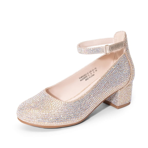 BURUDANI Girls' Chunky High Heel Ankle Strap Dress Pumps for Party, Wedding, and Princess Outfits – Little & Big Kids