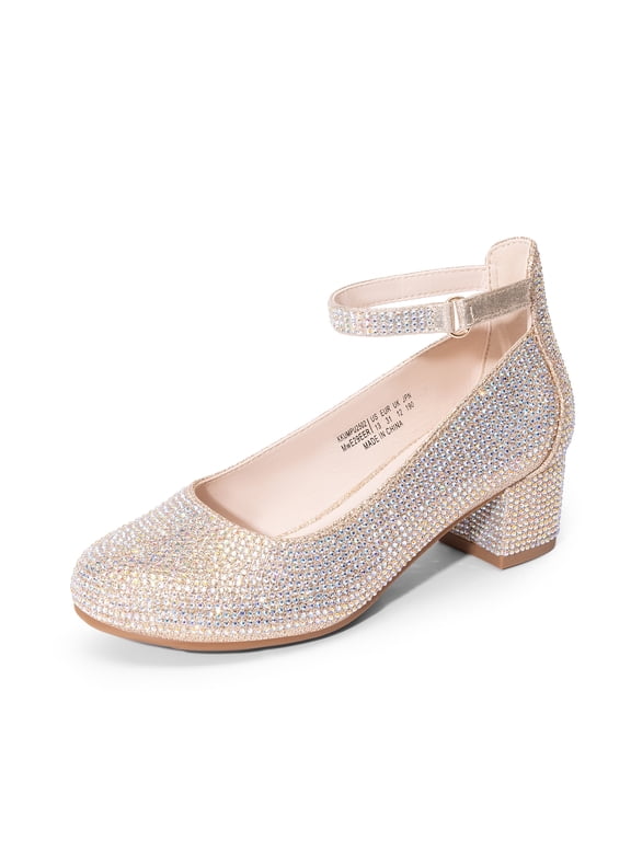 Girls' Chunky High Heel Ankle Strap Dress Pumps for Party, Wedding, and Princess Outfits – Little & Big Kids