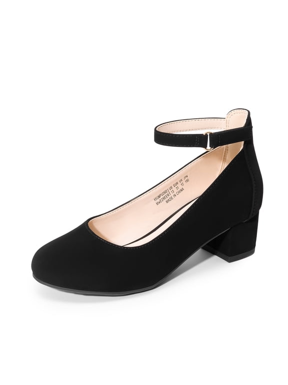 Girls' Chunky High Heel Ankle Strap Dress Pumps for Party, Wedding, and Princess Outfits – Little & Big Kids