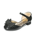 thumbnail image 1 of BURUDANI Girls’ Closed Toe Dress Shoes Low Heel Ankle Strap Bow Ballet Princess Sandals for Wedding Party, 1 of 5