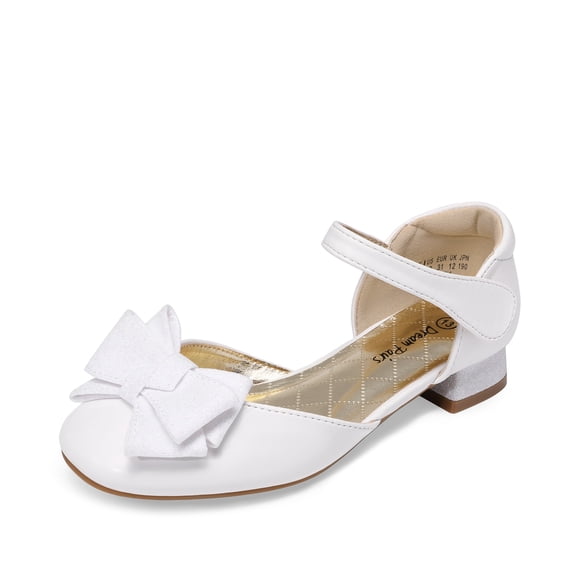 DREAM PAIRS Girls’ Closed Toe Dress Shoes Low Heel Ankle Strap Bow Ballet Princess Sandals for Wedding Party