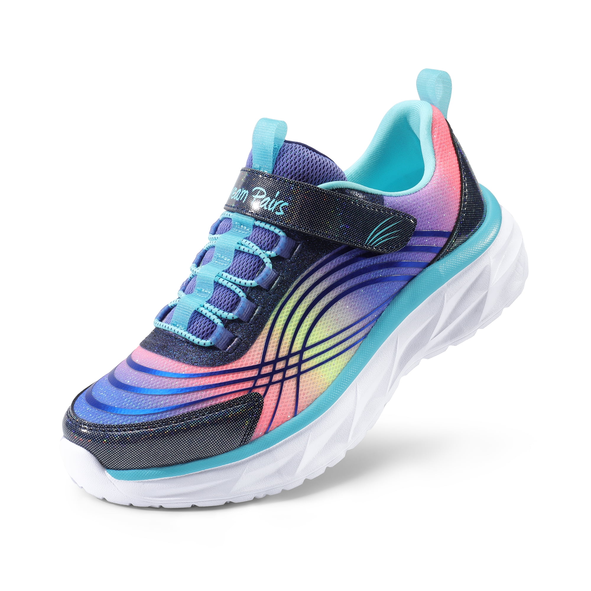 BURUDANI Girls ColorBurst Sparkle Lightweight Tennis Sneakers Kids ...