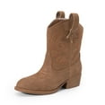 thumbnail image 1 of BURUDANI Girls Cowboy Cowgirl Western Boots 2-in-1 Embroidered Fashion Mid Calf Shoes Removable Cuff Camel Size 5, 1 of 9