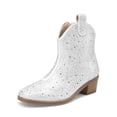 thumbnail image 1 of BURUDANI Girls Cowgirl Boots Kids Zip-Up Ankle Child Low Heel Dress Booties, 1 of 6