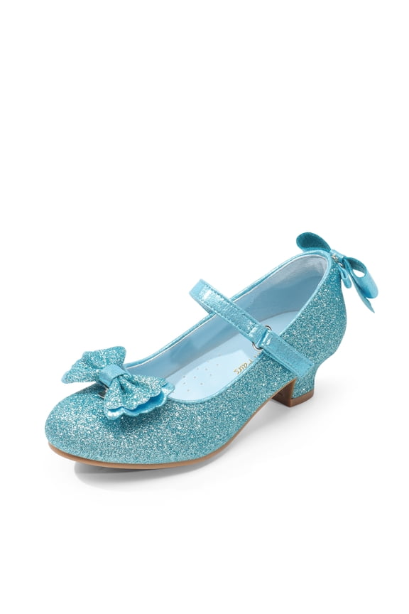 Girls Dress Shoes Toddler/Little Kid Mary Jane Princess Low Heel Shoes with Interchangeable Bow for Flower Girl, Wedding, Party