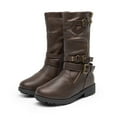thumbnail image 1 of BURUDANI Girls Kids Winter Fashion Knee High Winter Boots Buckle Zipper Riding Boot Mid Boot Atlanta-K Brown Size 13, 1 of 9