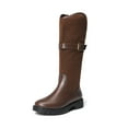 thumbnail image 1 of BURUDANI Girls Knee-High Buckle Riding Boots Fashion Boots for Little & Big Kids, 1 of 6