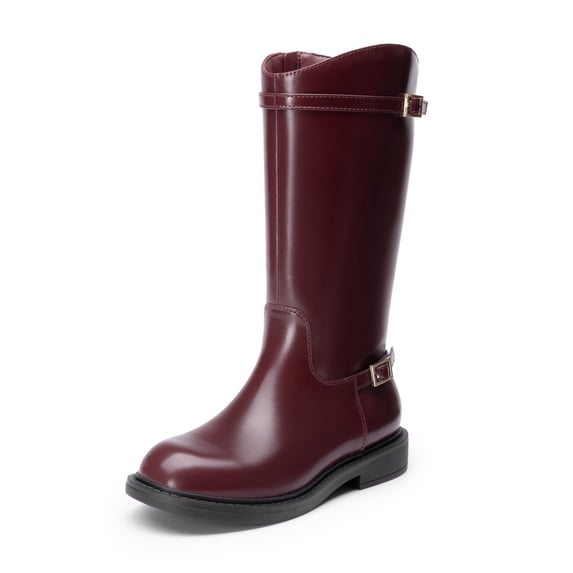 BURUDANI Girls Knee-High Side-Zip Riding Boots for Little Kid & Big Kid Sizes