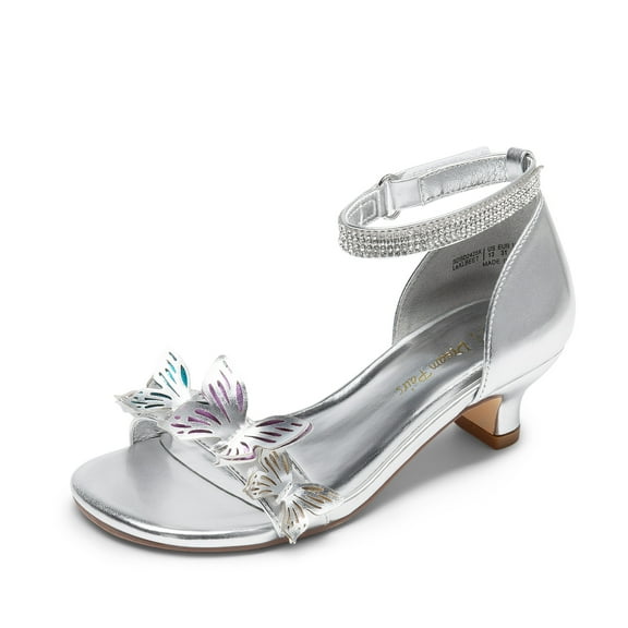 BURUDANI Girls’ Low Heel Strappy Sandals, Lace-Up Ankle Strap Gladiator Dress Shoes for Party, Wedding, Little Kid/Big Kid