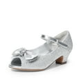 thumbnail image 1 of BURUDANI Girls’ Princess Dress Shoes with Bow & Flower, Low Heel Flats for Weddings, Parties, Little/Big Kids, 1 of 5