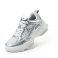 thumbnail image 1 of BURUDANI Girls Sneakers Lace-up Lightweight Sparkle StarGlow Breathable Jelly Sole Kids Walking Shoes Casual Sports, 1 of 6