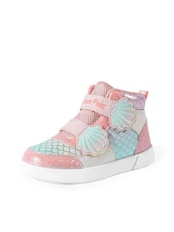 Girls Toddler High-Top Sneakers Hook and Loop Storybook Casual Walking Shoes