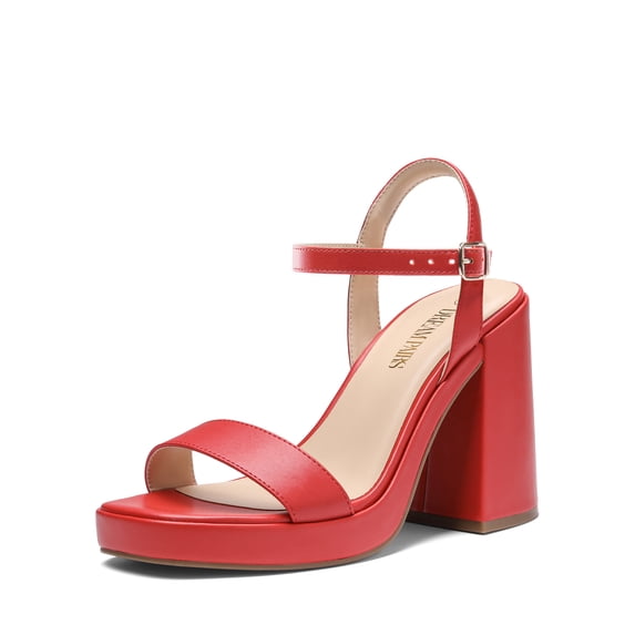 BURUDANI Heels for Women Block Chunky Platform High Heels Open Toe GISELLE Fashion Wedding Party Evening Prom Dance Ankle Strap Dress Pump Sandals Shoes