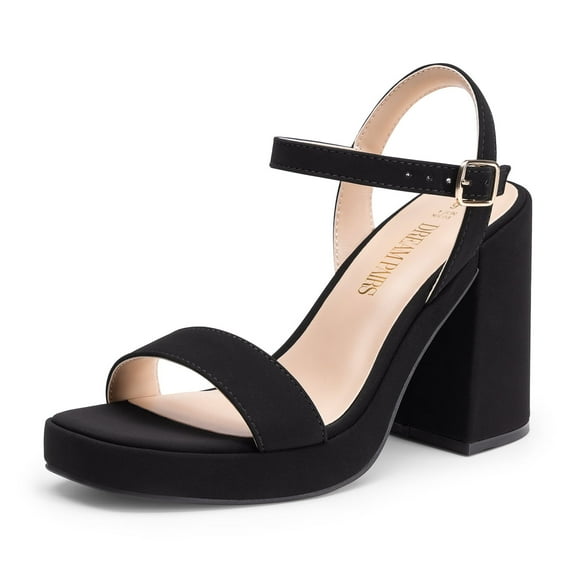 BURUDANI Heels for Women Block Chunky Platform High Heels Open Toe GISELLE Fashion Wedding Party Evening Prom Dance Ankle Strap Dress Pump Sandals Shoes