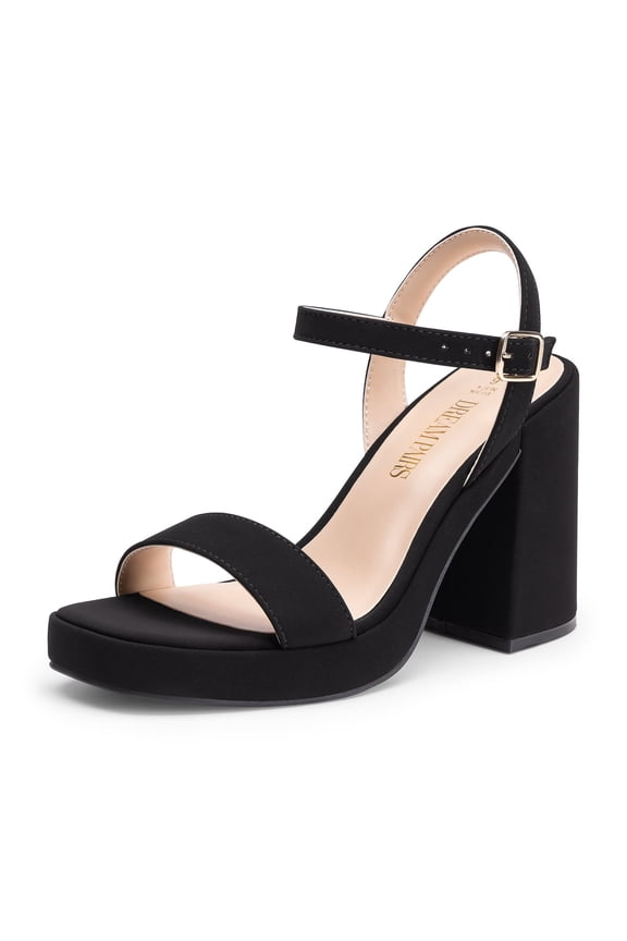 Heels for Women Block Chunky Platform High Heels Open Toe GISELLE Fashion Wedding Party Evening Prom Dance Ankle Strap Dress Pump Sandals Shoes