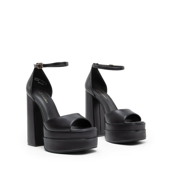 BURUDANI High Heels Chunky Block Platform Heels for Women Ankle Strap Sexy Open Square Toe Heels