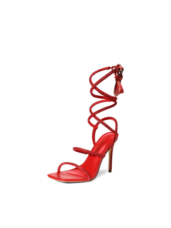 High Heels Stilletos Heels for Women Strappy Gladiator Sexy Square Toe Heels Open Toe Heels Dressy Pumps Sandals