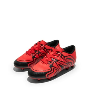 BURUDANI Kids Boys & Girls Lightweight Soccer Shoes Sport Outdoor Soccer Cleats Red/Black/Silver Size 1