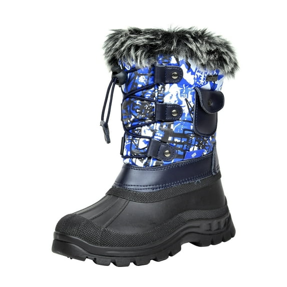 BURUDANI Kids Boys Girls Warm Snow Boots Insulated Waterproof Winter Ski Boots KSNOW BLUE/MULTI Size 10